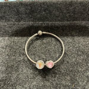 Silver Bangle With Charms